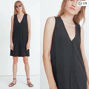 Madewell Button Detail Black Dress